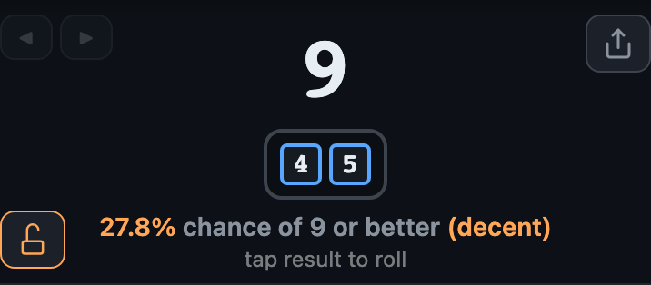 Roll result with probability